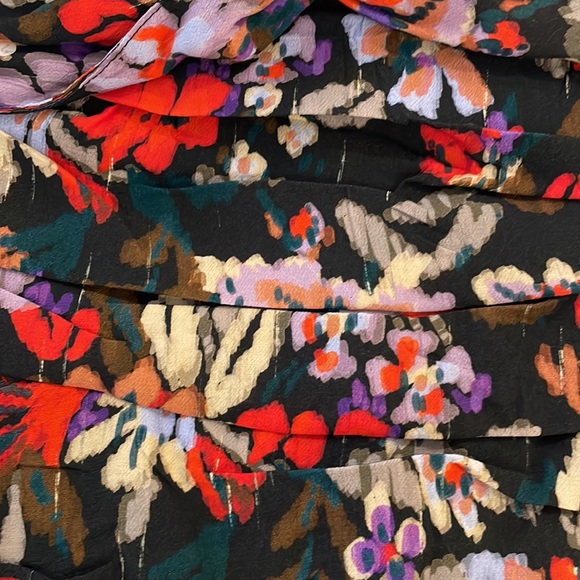 NWT Zara High Waisted Mini Skirt Black & Red Floral Print Ruffles in size Small - Picture 7 of 10